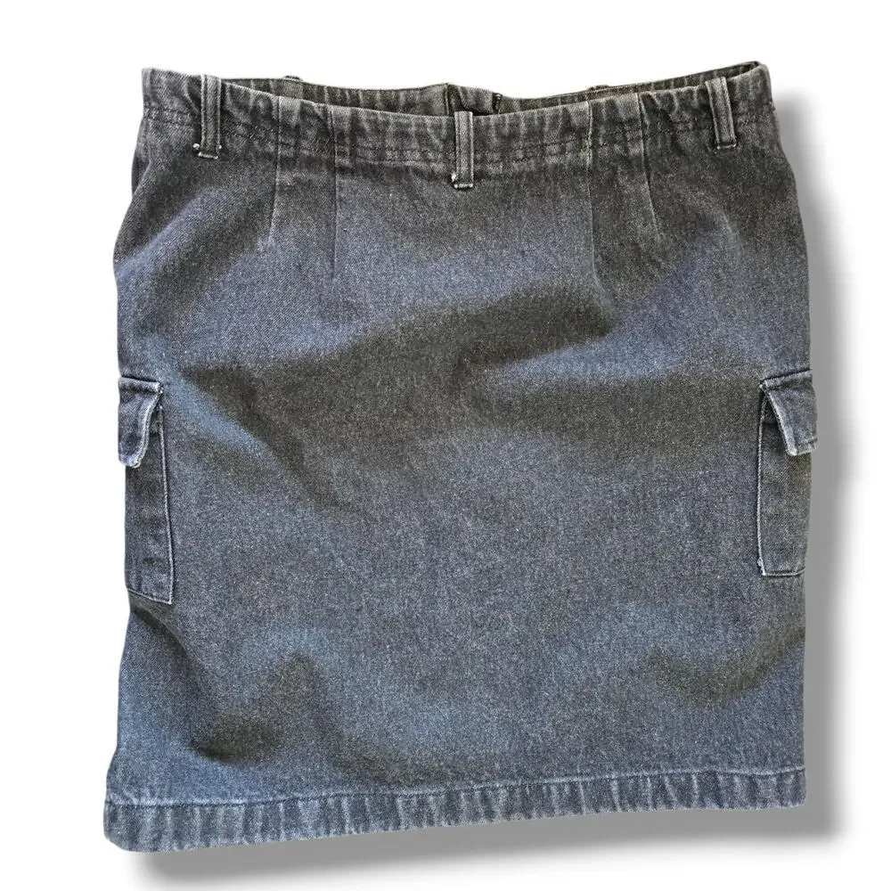 Ann Taylor Factory Women’s Black Denim Cargo Mini Skirt Size 12